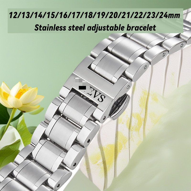 Unisex OLE-VS สแตนเลสสตีลผีเสื้อ Clasp นาฬิกาขนาด 12/13/14/15/16/17/18/19/20/21/22/23/24 มม.