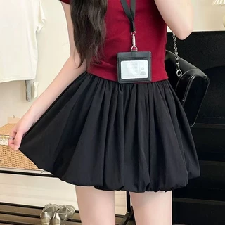 【ส่งไวจากไทย】กระโปรงเอวสูงในสไตล์เกาหลี ไซส์ใหญ่ A-line skirt สีแดง