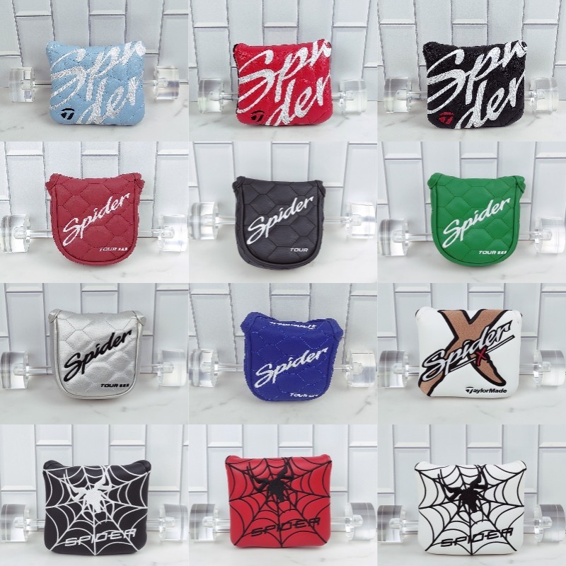 Taylormade Spider X Golf Putter Cover ออกแบบลายSpider ทำจากหนังPU ครอบหัวไม้วอลเลย์พัตเตอร์แบบMallet พร้อมแม่เหล็กปิด