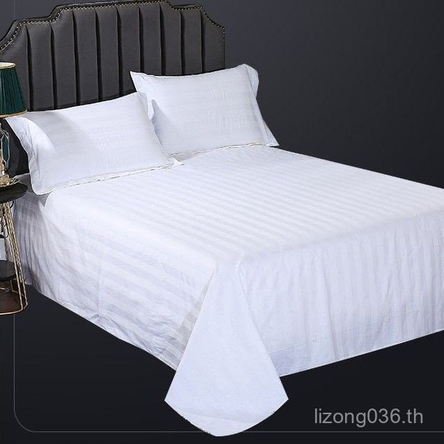 โรงแรมหนา Happy Stripes Twill Pure White 2.0 Double Hotel Single 1.5m Sheet Confucian Foot Bath Hote