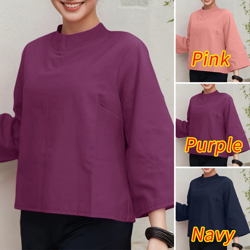 ZANZEA เสื้อเชิ๊ตแขนยาวสำหรับผู้หญิง สไตล์เกาหลี ทรงหลวม กระดุมหลัง - รูปที่ 2