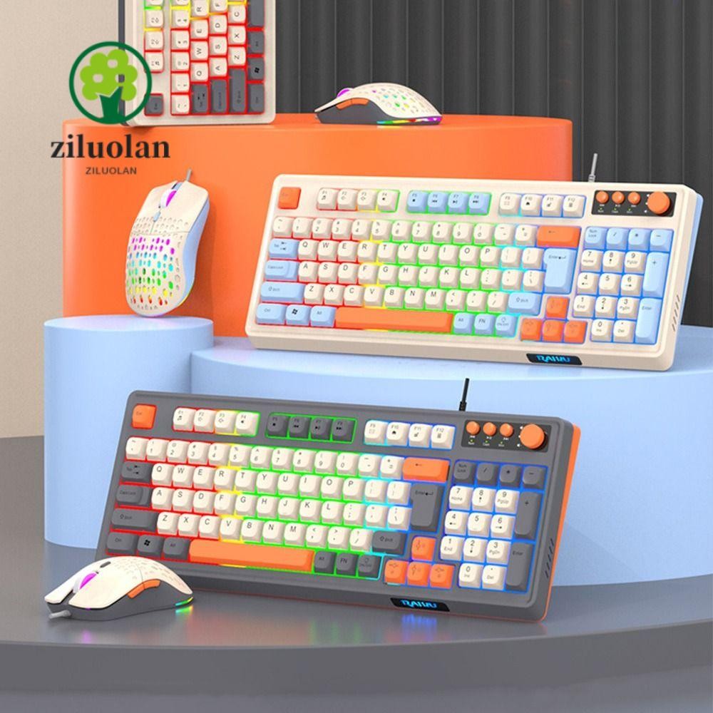 ZILUOLAN RAID T98 คีย์บอร์ด, คีย์บอร์ดเมาส์ชุด, 98 คีย์เค้าโครงการเชื่อมต่อ USB Luminous Gaming Mech