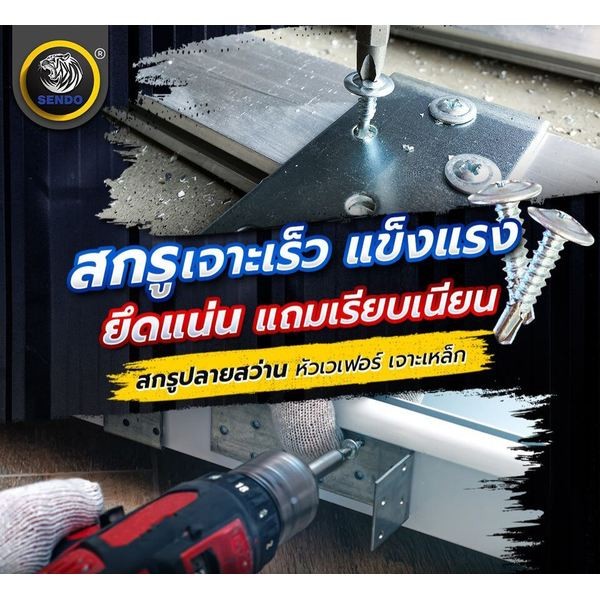 สกรูปลายสว่าน หัวเวเฟอร์ชุบขาว #8 (บรรจุ 1000 ตัว) - รูปที่ 5