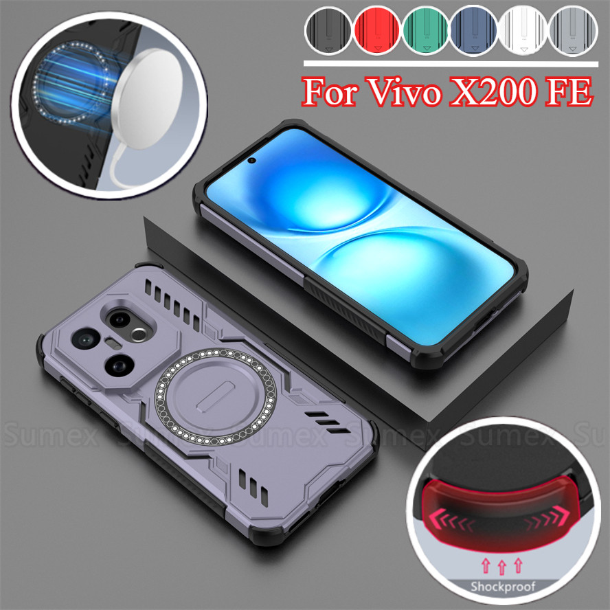 เคสโทรศัพท์กันกระแทกสําหรับ Vivo X200 FE V2503 5G เกราะแม่เหล็กชาร์จแหวนปลอกระบายความร้อนกระจายความร