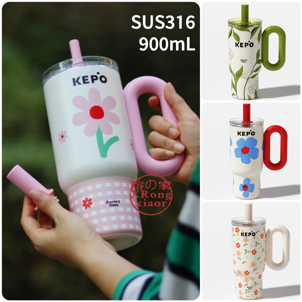 KEPO Big Mug 900mL Thermos Cup 冰霸杯 保溫杯 Vacuum Cup Mug with Lid Large Capacity Sippy Cup Vacuum Flask