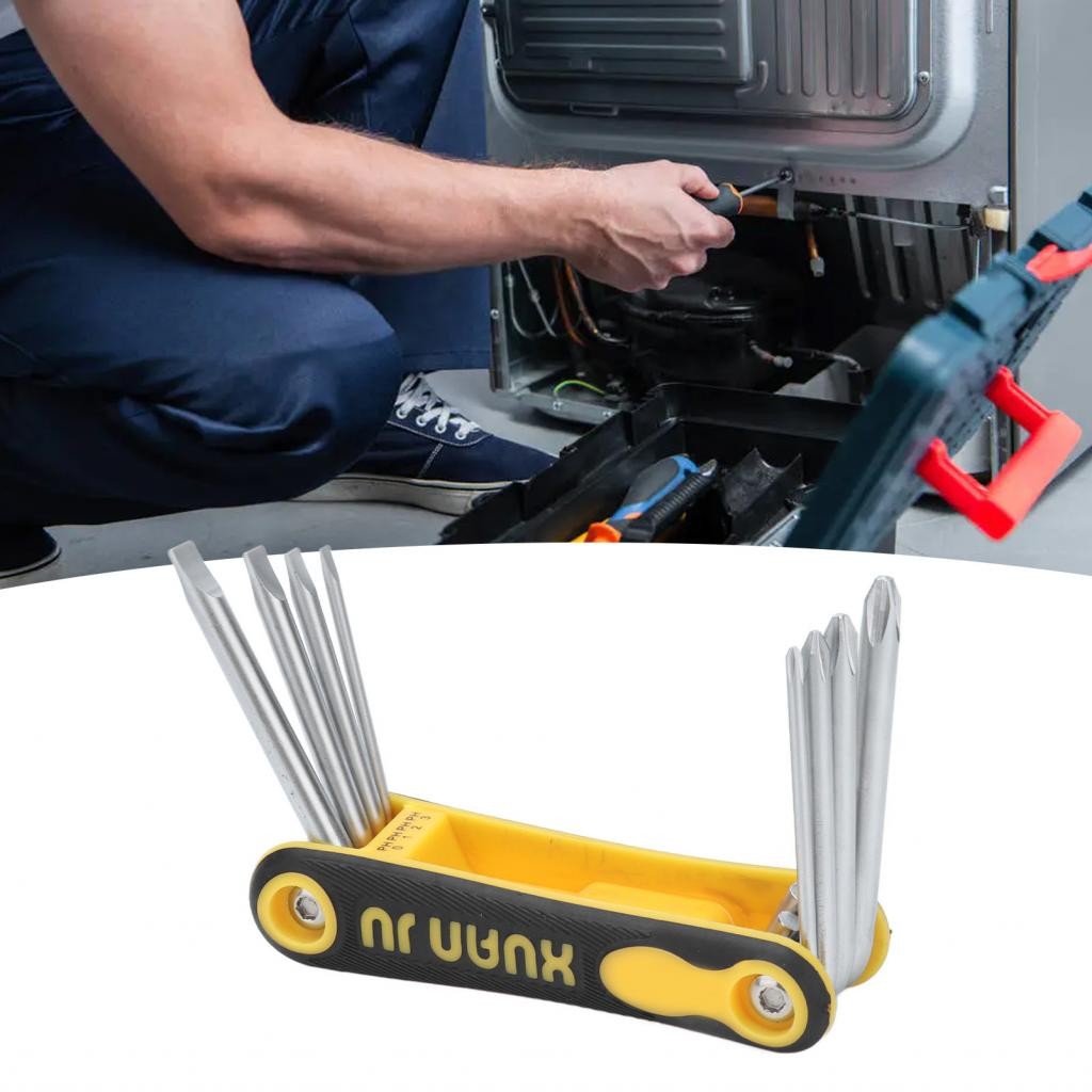 Xguli-ph ไขควงพกพา 8 in 1 มัลติฟังก์ชั่นพับชุด Universal Multi เครื่องมือ All In One Cross Slot แบบพ