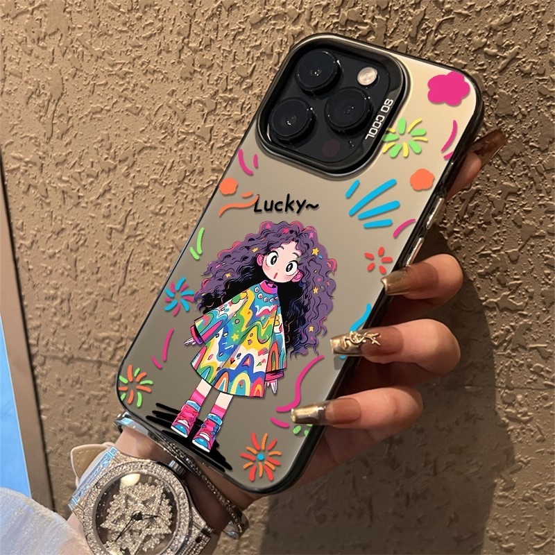 for เคสไอโฟน 13 12 11 iPhone 16 15 14 PRO MAX X XS MAX XR 7/8PLUS สาวโชคดีแอปเปิ้ลโทรศัพท์ จัดส่งจากประเทศไทย