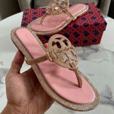 Tb Rhinestone รองเท้าแตะแบนการค้าต่างประเทศยุโรปอเมริกัน Flip-Flops