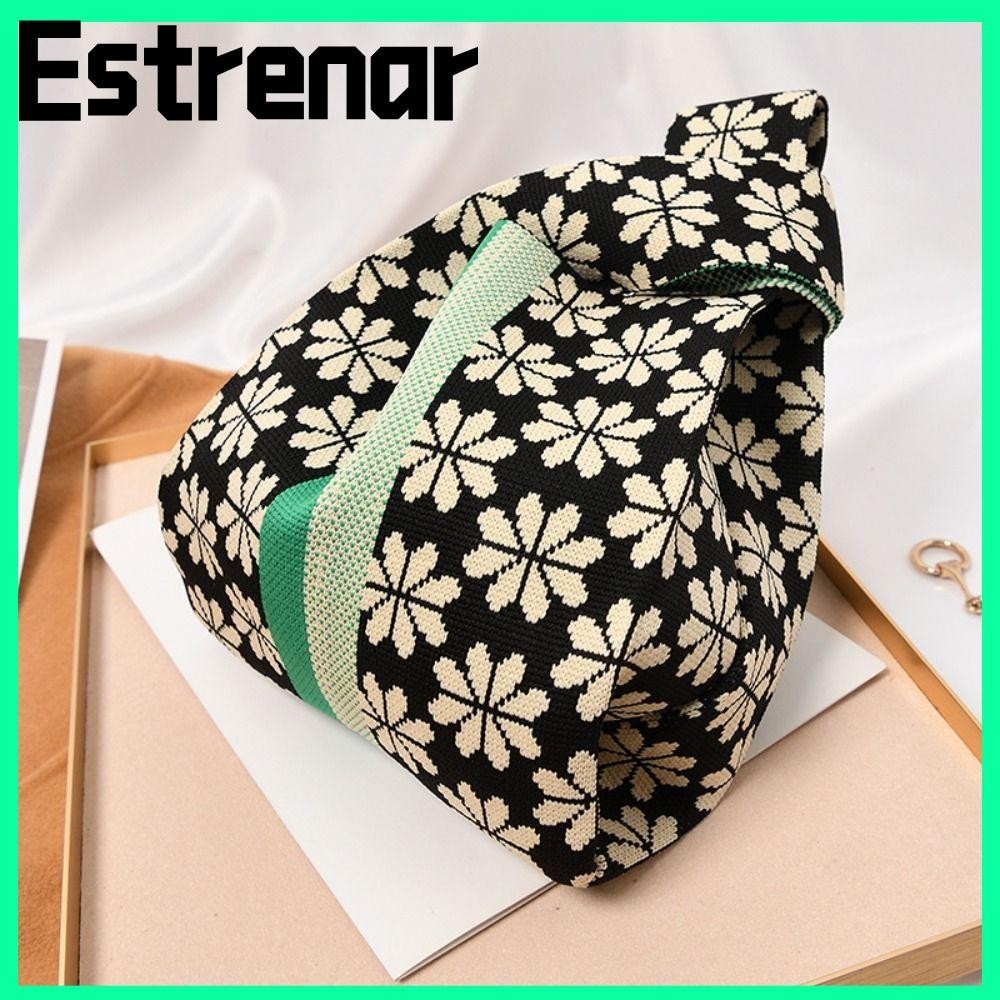 Estrenar Knit Handbag Niche Design Shoulder Bag Women Girls Knot Wrist Bag