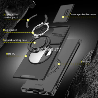 SAMSUNG สําหรับSamsung Galaxy S26 S25 S24 Ultra S23 S22 Plus 5G FE 2026 กรณีเกราะกันกระแทกสไลด์ปลอกแม่เหล็กสําหรับS24Ultra S23Ultra S26Ultra S25Ultra S24FE S25FE S25FE S23FE S23FEแหวนปกหลัง