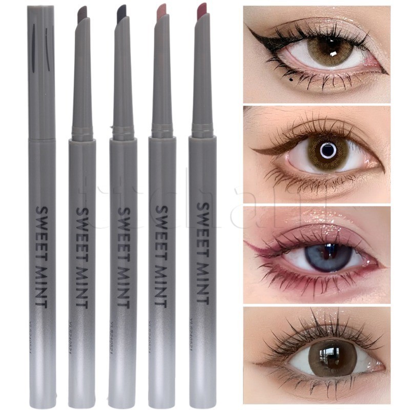 Matte Eyeliner Gel Pen - Quick Drying Smooth Eye Liner Pencil - ติดทนนาน กันน้ํา - Extremely Fine Lying Silkworm Pen - Eyes Beauty Cosmetics