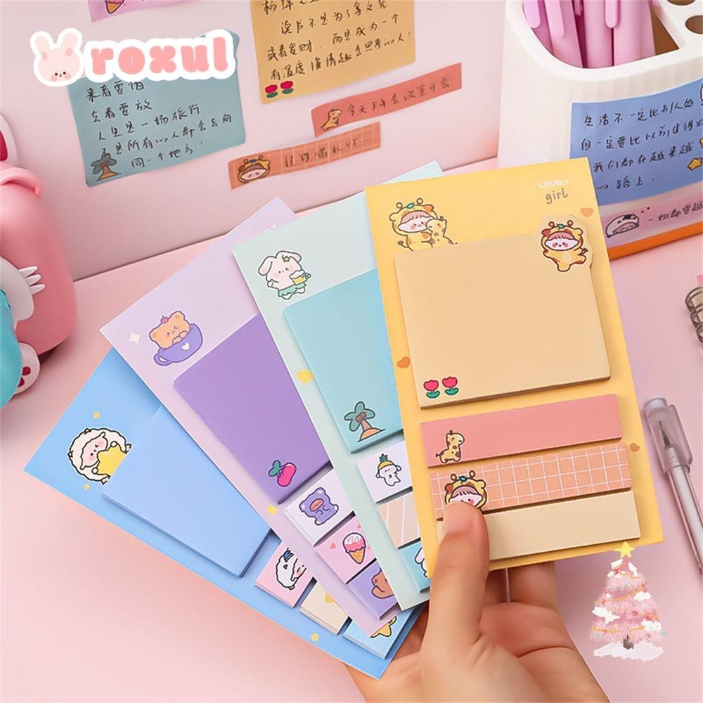 Roxul 80 แผ่น Sticky Notes น่ารัก Kawaii เครื่องเขียน N ครั้งบุ๊คมาร์คสัตว์