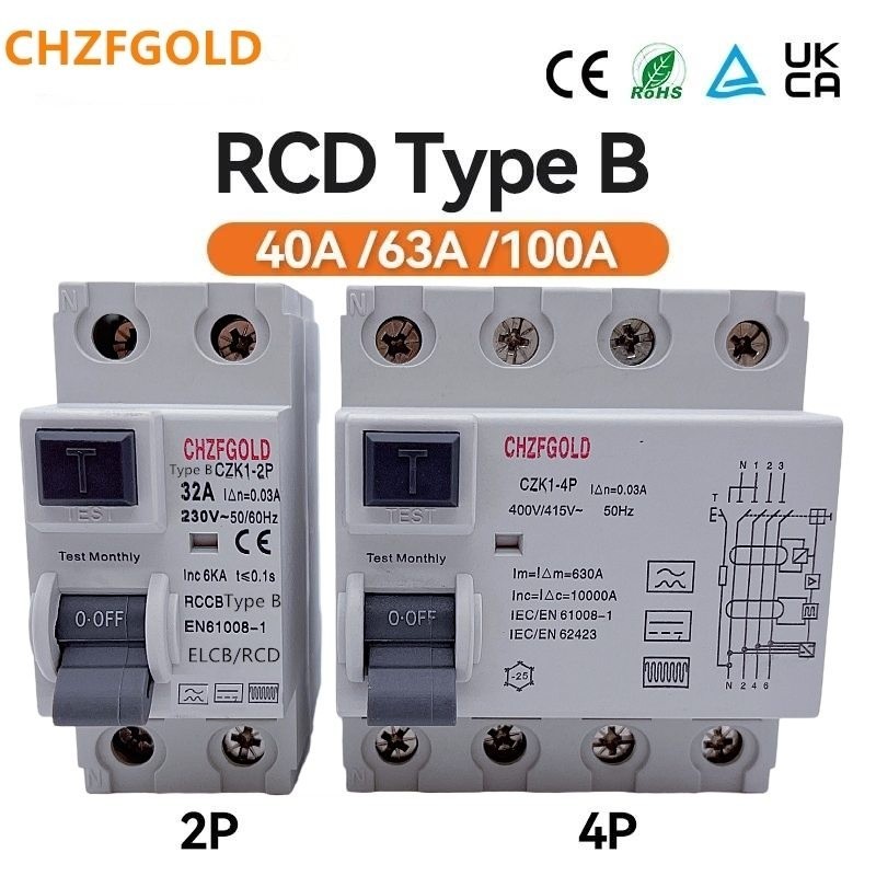 ❂High quality RCD RCCB B type earth leakage residual current circuit breaker Evse 2P 4P AC 40a 63a 1