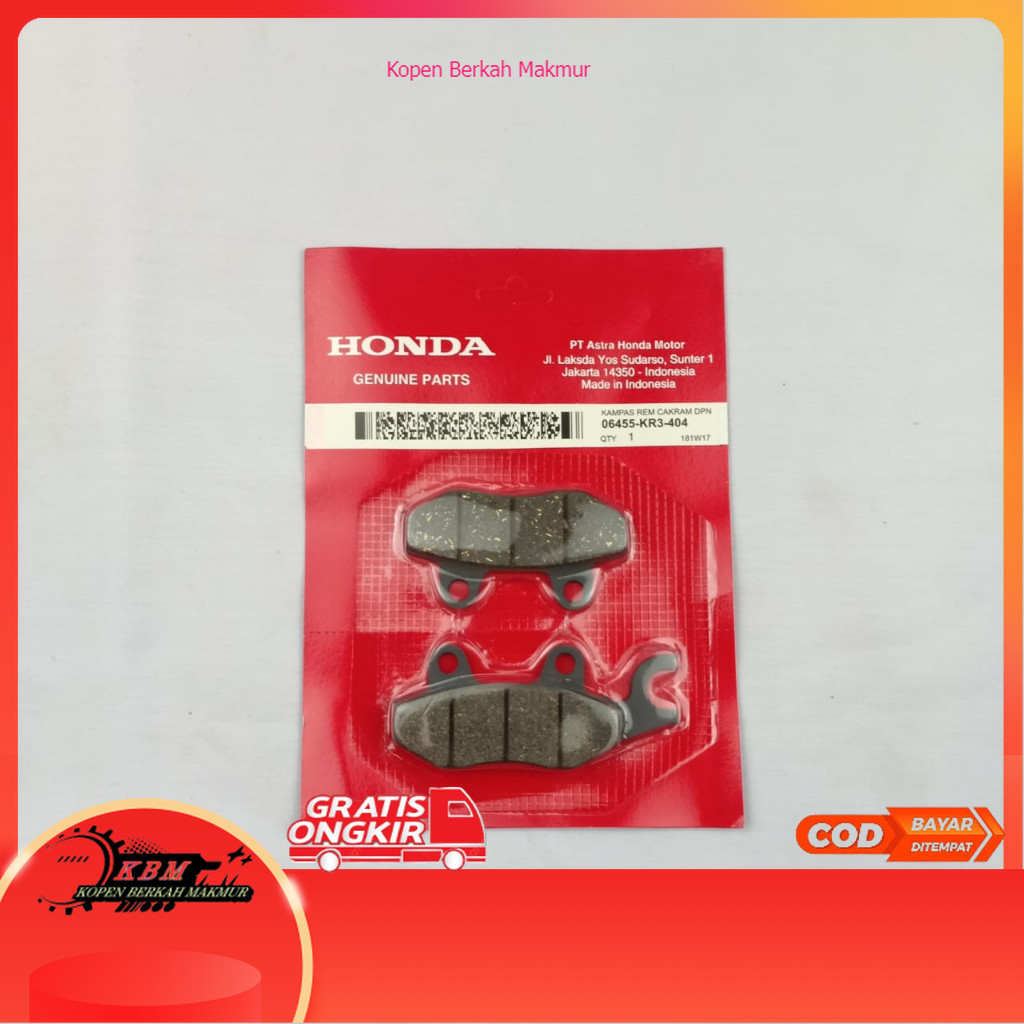KARISMA HONDA KR3 เบรกหน้า | เอกสารเบรกหน้า SUPRA CAMP DISPAD – KR3