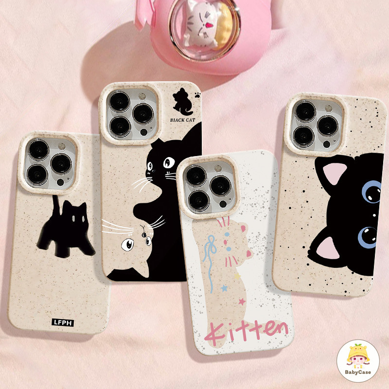 ลูกแมวสีดำแสนน่ารักคู่หนึ่ง เคส IPhone 11 15 Pro Max 7Plus 13 14 12 Pro Max XR 14 15 6s 8 7 6 Plus X XS MAX SE 2020