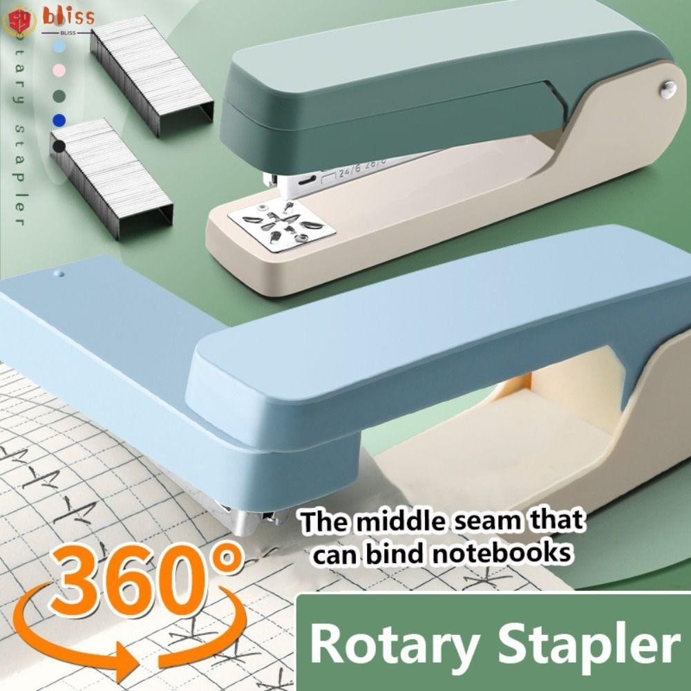 Blliss เครื่องเย็บกระดาษยาว 360 องศา Rotary Easyless Stapler, Creative ใช้ 24/6 Staples มัลติฟังก์ชั่นโลหะคู่มือ Binding เครื่องมือโรงเรียน Office