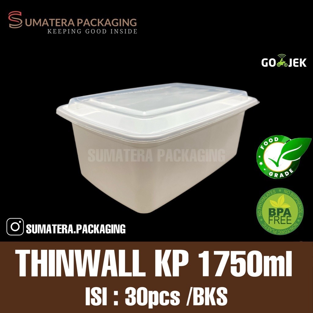 Thinwall สี่เหลี่ยมผืนผ้า KP 1750ml กล่องใส่อาหาร 1750 easypack