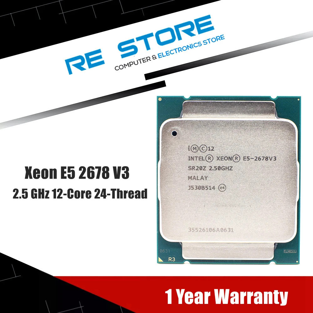 [สต๊อกพร้อม] intel xeon e5 2678 v3 cpu 2.5g ให้บริการ lga 2011-3 2678v3 โปรเซสเซอร์เดสก์ท็อปพีซี x99