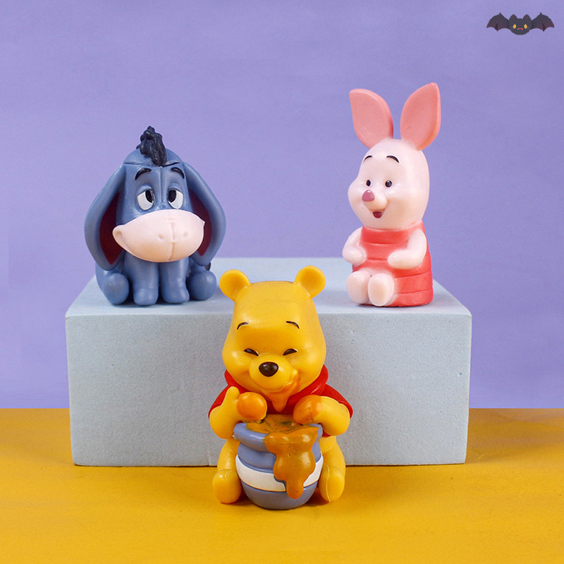 [PE] 10 ชิ้น Disney Anime Figure Winnie The Pooh Tigger Piglet Birthday Cake Decorative TH
