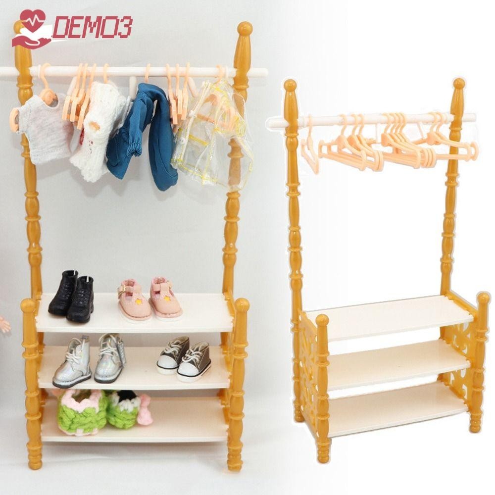 [เดโม3] ราวแขวนผ้าตุ๊กตา,พลาสติกหลากสีมินิผ้าออแกไนเซอร์,ของขวัญตุ๊กตาอุปกรณ์ภาพเปลี่ยนแต่งตัวเกมไม้แขวนเสื้อตุ๊กตาขนาดเล็ก15/20ซมตุ๊กตาผ้าฝ้