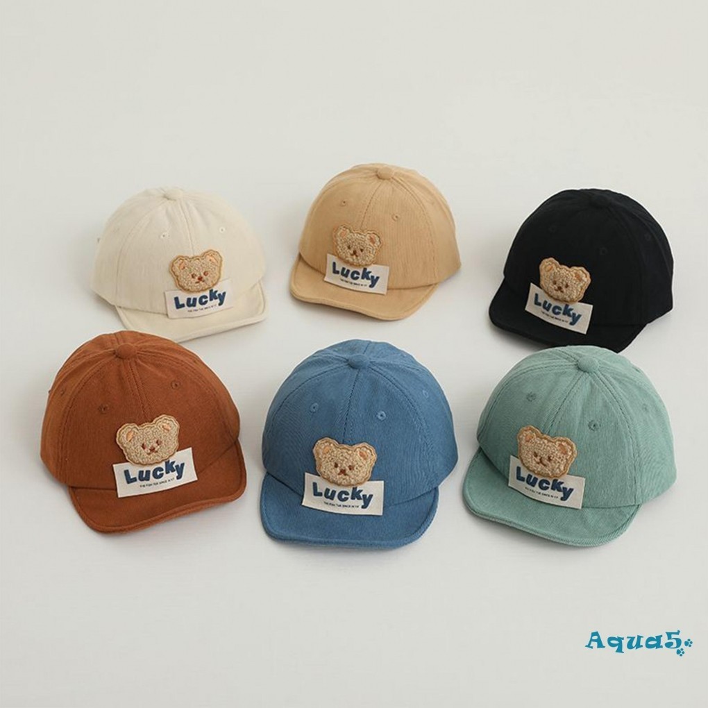 Aqq-เด็กเด็กเบสบอลหมวกการ์ตูนหมีเย็บปักถักร้อยฤดูร้อน Trucker หมวกชายหาด Sun หมวกสําหรับเด็กวัยหัดเดินทารกแรกเกิดกลางแจ้ง