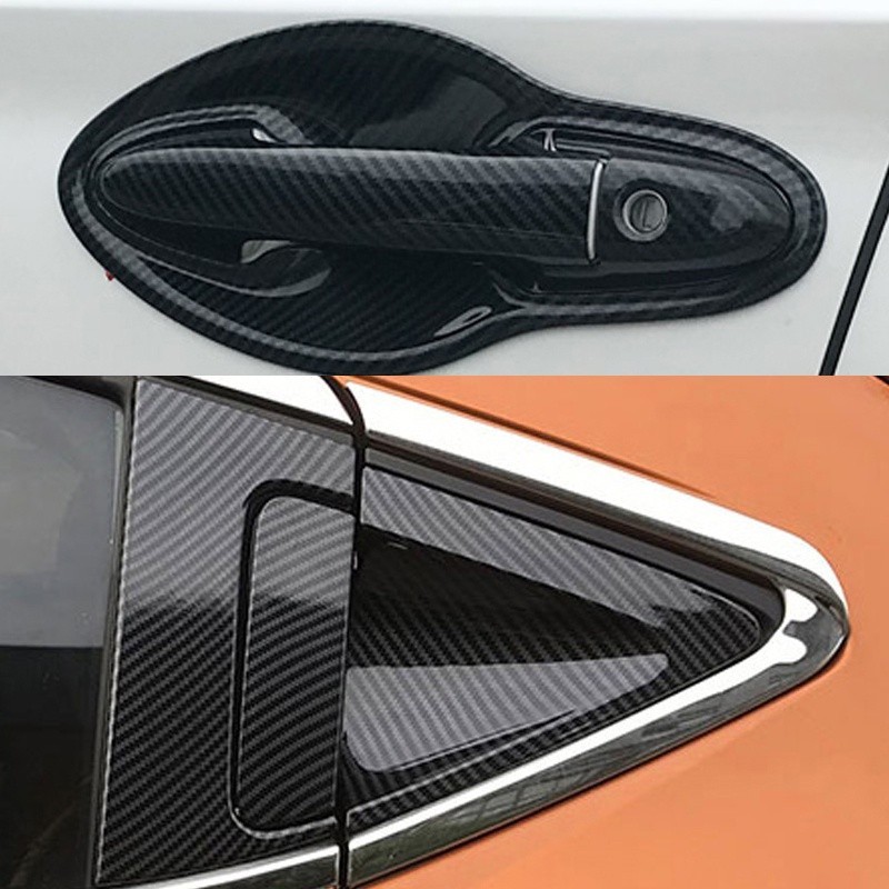 Honda HRV /VEZEL /H-RV 2014 -2021 มือจับประตูรถยนต์ฝาครอบชามคาร์บอนไฟเบอร์รูปแบบอุปกรณ์เสริมภายนอก