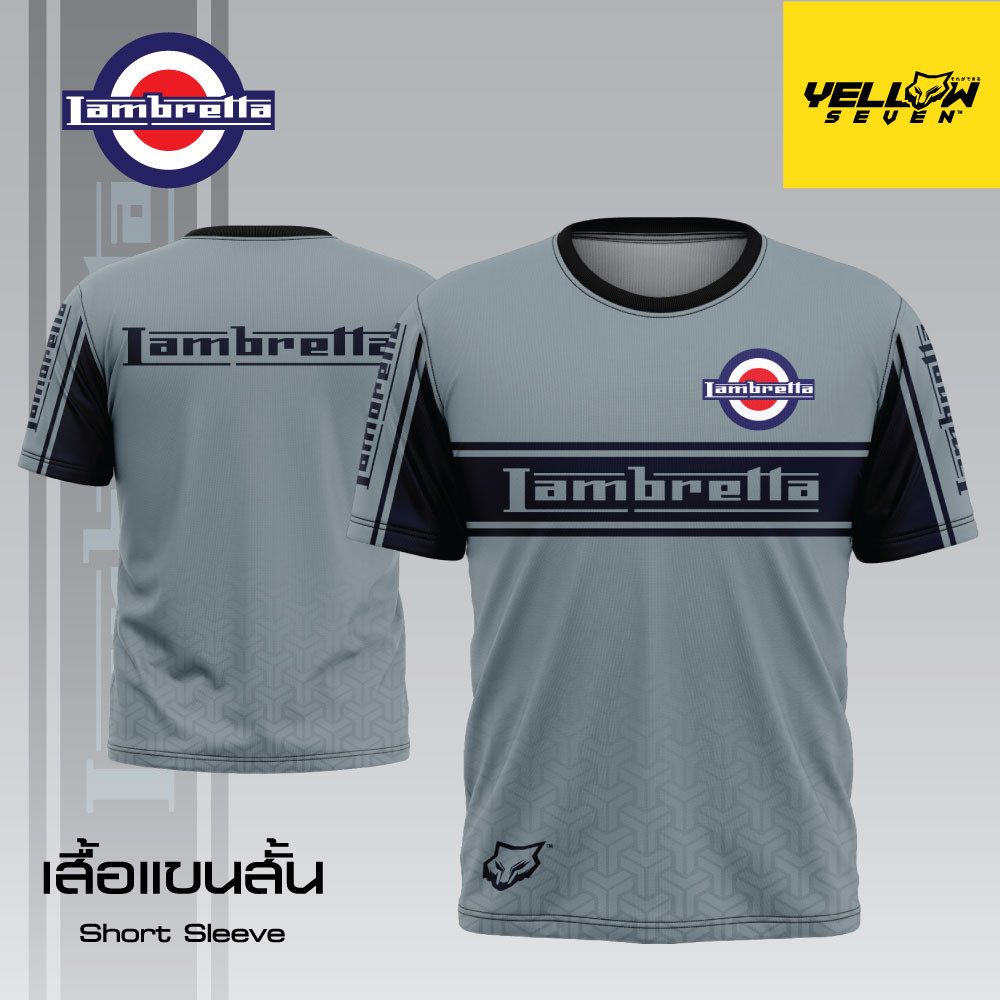 เสื้อยืดแขนสั้นคอกลมรถจักรยานยนต์ Lambretta