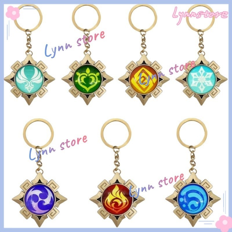 ใหม่ GENSHIN IMPACT NATLAN Luminous พวงกุญแจกระจกสองด้าน Fire Country NATLAN VISION จี้พวงกุญแจคอสเพลย์อุปกรณ์เสริม