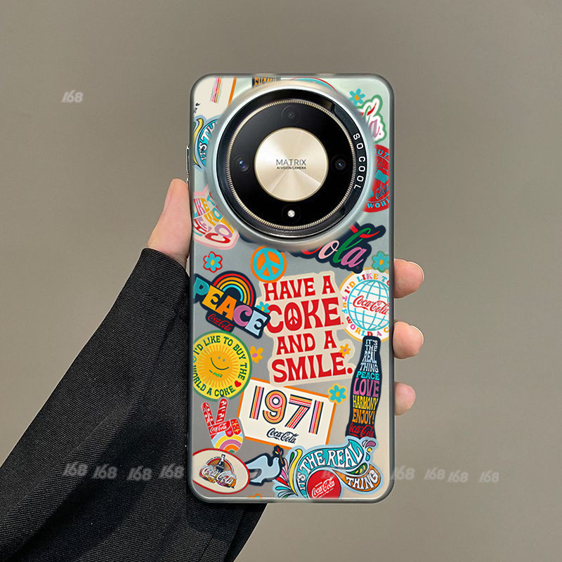 เคส Honor X9B X9A 5G เคส Case การ์ตูน สติ๊กเกอร์กราฟฟิตี โคล่า แบรนด์อินเทรนด์ Matte Hard เคสกันกระแทก ฝาครอบโทรศัพท์ปุ่มชุบสุดหรู