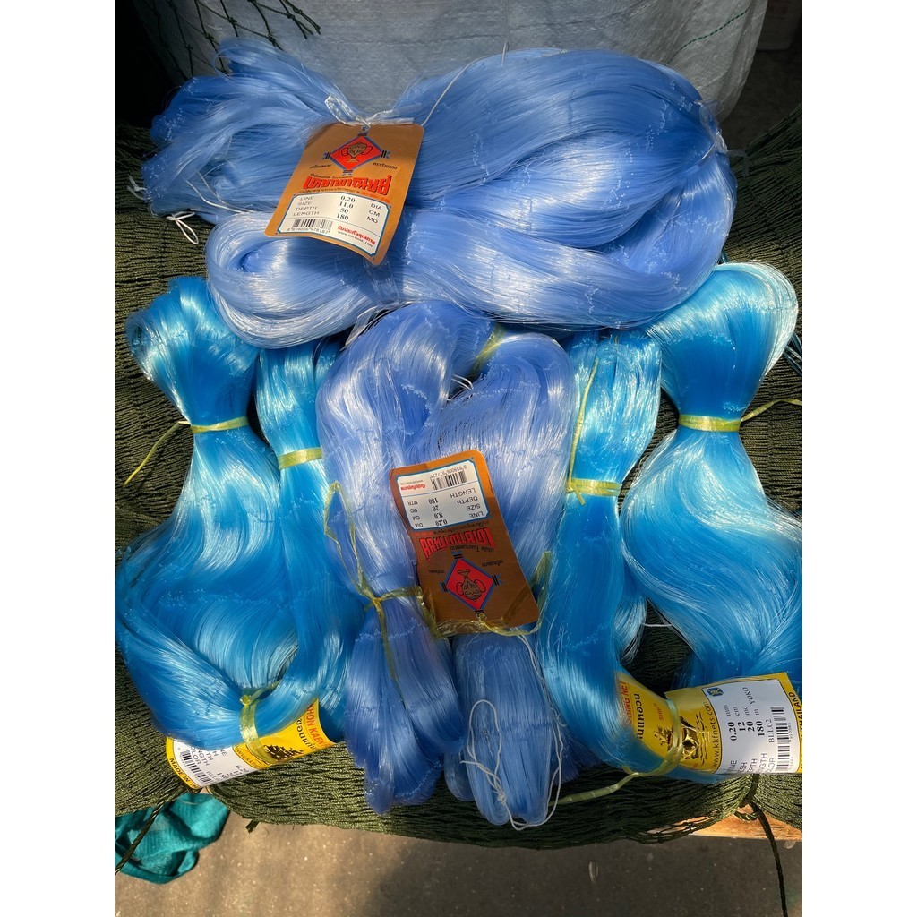 ตาข่ายเอ็นดักปลา เนื้อเปล่า (เอ็น0.20) สินค้าคุณภาพ ลึก 20/30/50/100ตา มีขนาด 4เซน-16เซน. ยาว 180เมต