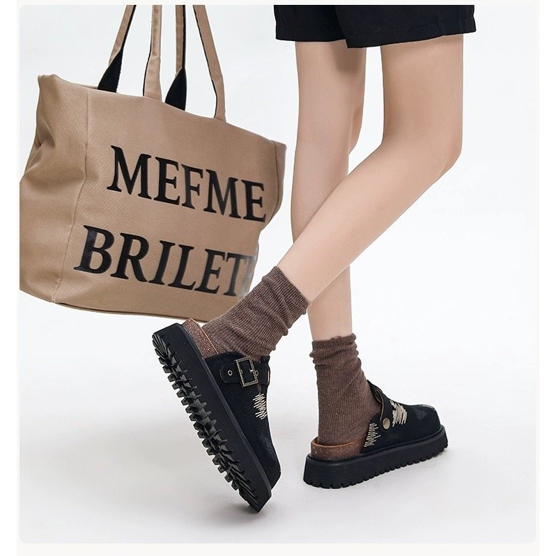 ผู้หญิงรองเท้าแตะเกาหลีรุ่นแฟชั่น Denim Toe-Covered หนา Soled กันน้ํา Rainy Season รองเท้าแตะลําลองขนาด 35-40 ราคา ถูกที่สุด ดีลบีเคเค แกลเลอรีภาพที่ 8