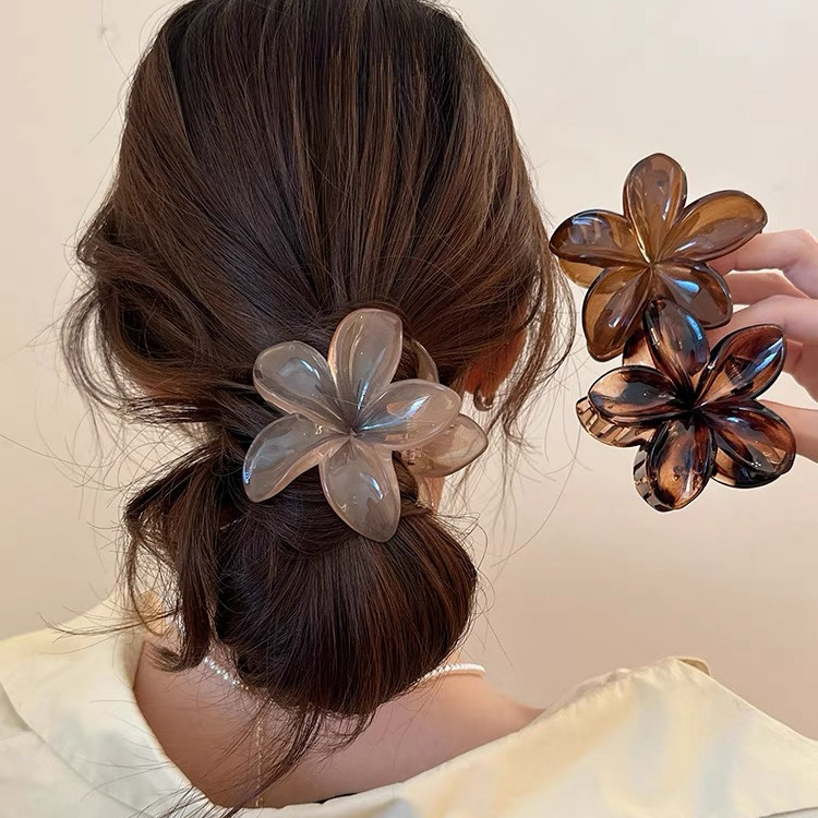 Vintage อะคริลิค Plumeria ดอกไม้ Hairpin Grips คลิป Barrettes Headwear อุปกรณ์เสริม