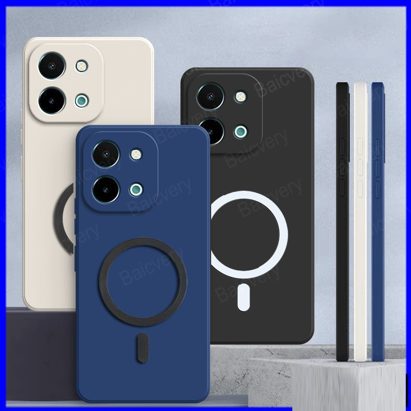 Vivo Y28 4G V2352 Casing Colourful Cover TPU Silicone Magnetic Wireless Charging Case