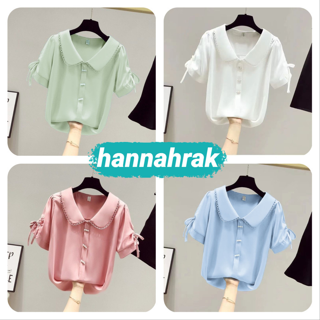 (ส่งจากกรุงเทพฯ)เสื้อตุ๊กตาแขนสั้นผู้หญิง แขนโคมไฟ เสื้อเชิ้ตแขนสั้นผู้หญิงลดอายุคอลูกไม้ ใหม่ ชีฟองเสื้อสีขาวทำงาน
