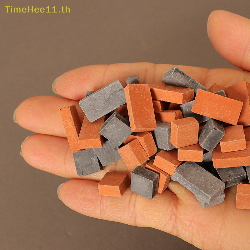 Timehee 20 ชิ้น 1:12 Dollhouse Miniature สีแดง/สีเทาอิฐทรายอิฐอิฐผนังอิฐหลังคากระเบื้องอาคารฉากตกแต่งตุ๊กตา House อุปกรณ์เสริม TH