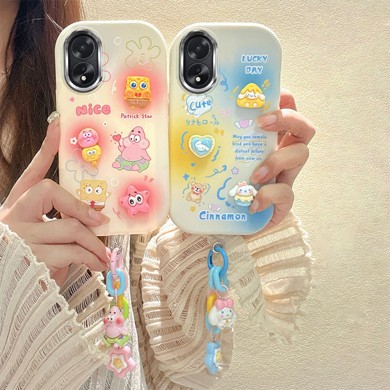 เคสโทรศัพท์สําหรับoppo Oppo A38 4G A18 4Gหรูหราน่ารัก 3Dการ์ตูนPuppy Patrick Bobs Cinnaหมีสร้อยข้อมือซิลิโคนนุ่มสาวของขวัญฝาครอบโทรศัพท์Oppo A18 4Gกรณี38 18