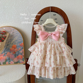 Haasya Kids 2-6 years old Korean children's clothes girls floral sundresses, new summer clothes, foreign cake skirts, children's small fresh dresses