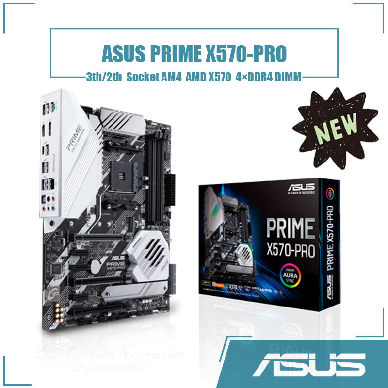 [ใหม่] Asus PRIME X570-PRO ซ็อกเก็ตเมนบอร์ด AM4 4xDDR4 DIMM AMD X570 ชิปเซ็ต ATX 128GB