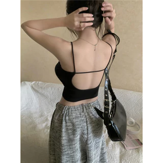 💞Anne💞เสื้อสายเดี่ยว มีฟองน้ำ โชว์หลัง ครอป เข้ารูป ผ้านิ่มเด้ง💗เสื้อกล้าม สไตล์เกาหลี เซ็กซี่