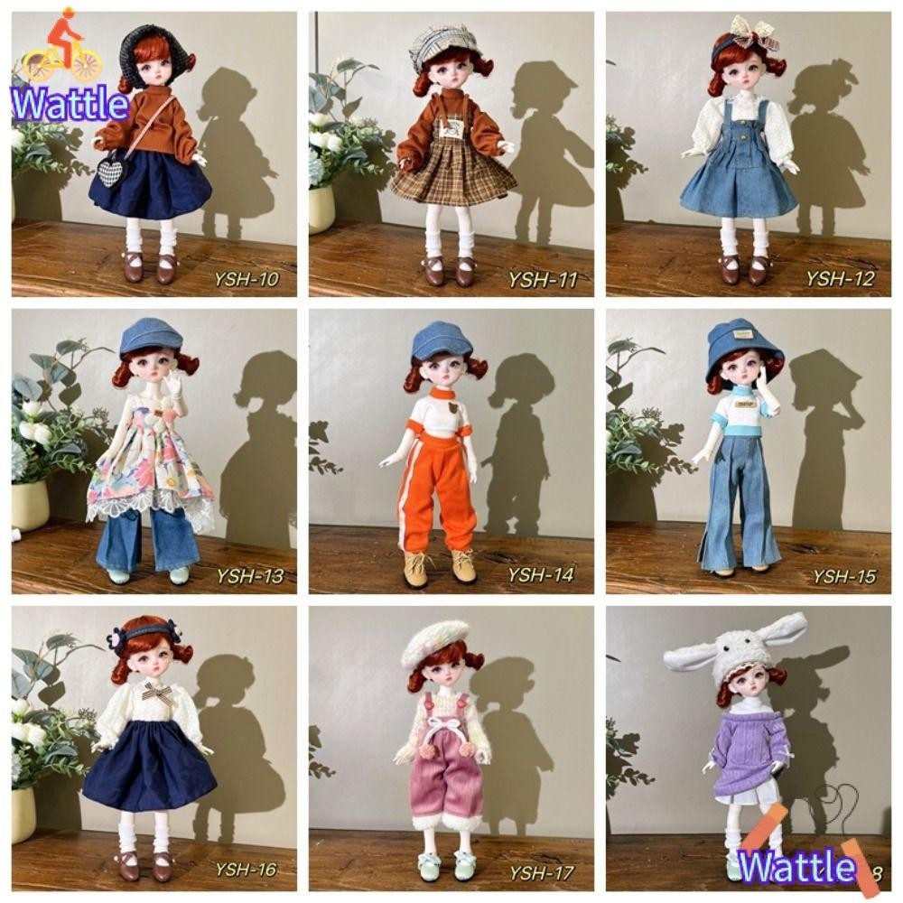 Wattle 1/6 ชุดตุ๊กตาBJD,เสื้อผ้าตุ๊กตา30ซม.น่ารัก,อุปกรณ์เสริมตุ๊กตาแฟชั่นลําลองอินเทรนด์ (ไม่มีตุ๊กตาและรองเท้า)