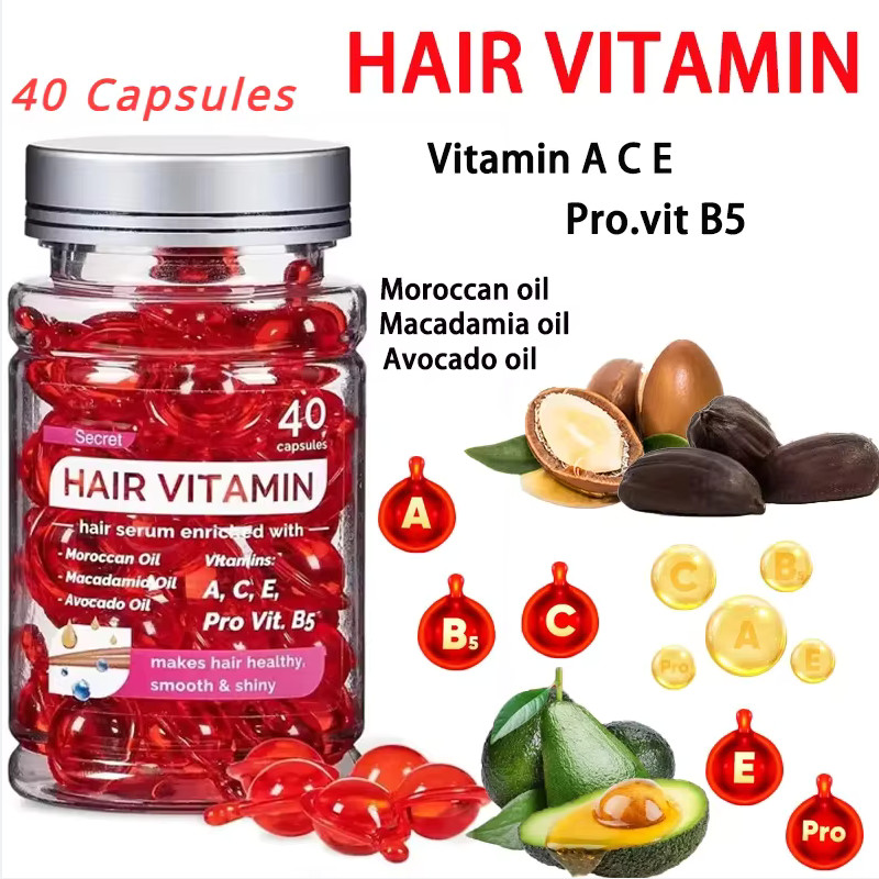 น้ํามันหอมระเหยดูแลเส้นผม Silky Vitamin Capsule Nourishing and Repairing Essence Intensifying Hair Care