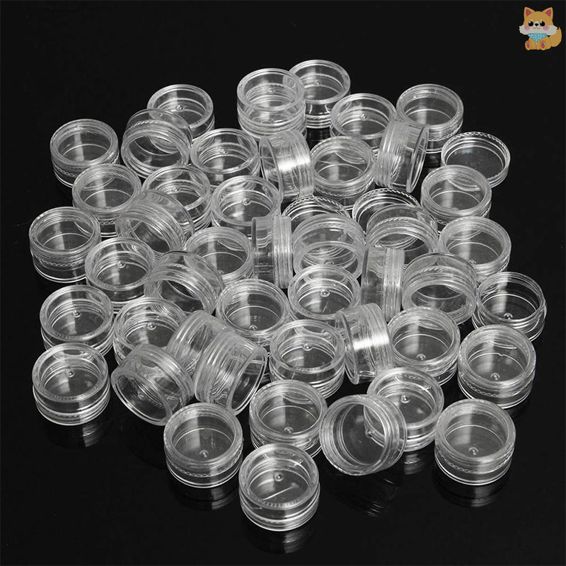 [VI] 50 ชิ้นขวดครีมใสมินิขวดเครื่องสําอางคอนเทนเนอร์หม้อใสสําหรับเล็บ TH