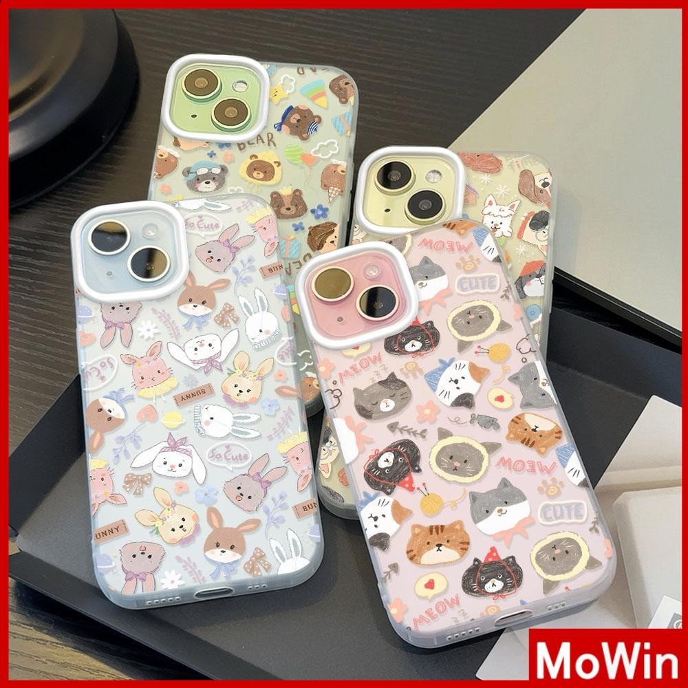 Movin - เคสใส iPhone15 11 Pro Max iPhone เคส TPU นิ่มป้องกันรอยนิ้วมือแบบด้าน วาดภาพสัตว์น่ารักและสวยงาม Compatible With iPhone14 13 12 Pro max XS XR 7 8 Plus
