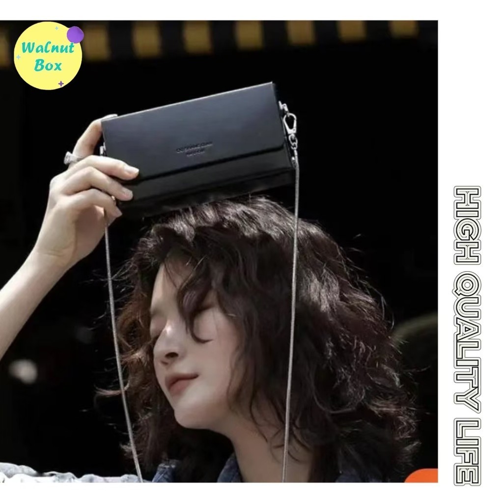 ผู้หญิง French Simple Box Bag Niche Design Chain Crossbody Handbag Minimalist All-Match Simple Small Square Bag
