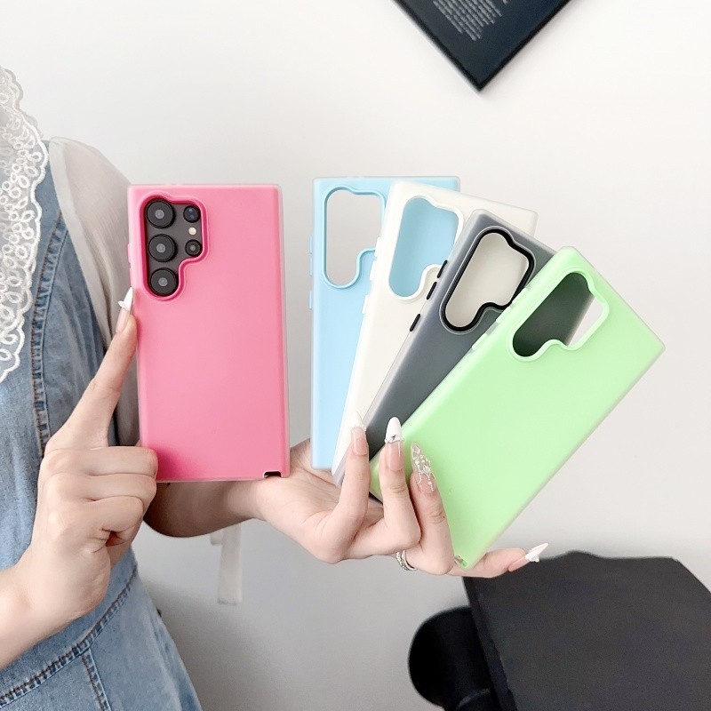 2 in 1ลูกอมสีซิลิโคนอ่อนนุ่มกรณีโทรศัพท์สำหรับ S amsung g alaxy S24 S23 S22อัลตร้าพลัส S23 S21 FE A25 A54 A53 A35 A34 A15 A14กันกระแทกปกหลัง