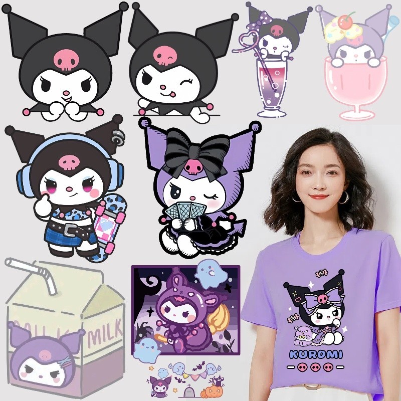 ใหม่น่ารัก สติ๊กเกอร์พิมพ์ คูโรมิ สติกเกอร์ถ่ายโอนร้อนสติกเกอร์ล้างทําความสะอาดได้ ทําเอง สติกเกอร์ผ้าตกแต่ง