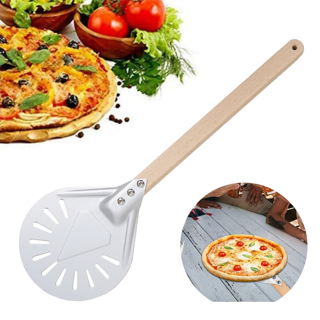7/10 นิ้ว Amazing อลูมิเนียม Perforated พิซซ่าพลั่ว Peel ที่ถอดออกได้ Handle Nonstick เตาอบ Baking Paddle ไม้พาย Turners อุปกรณ์เสริม