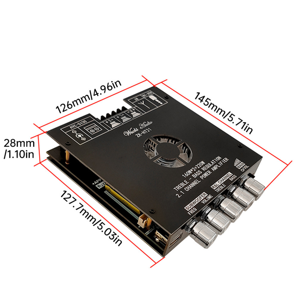 Diymore HT21-3G รุ่นที่สาม 2.1 ช่อง TDA7498E Bt เครื่องขยายเสียงโมดูลซับวูฟเฟอร์ 160Wx2 + 220V รองรับ APP