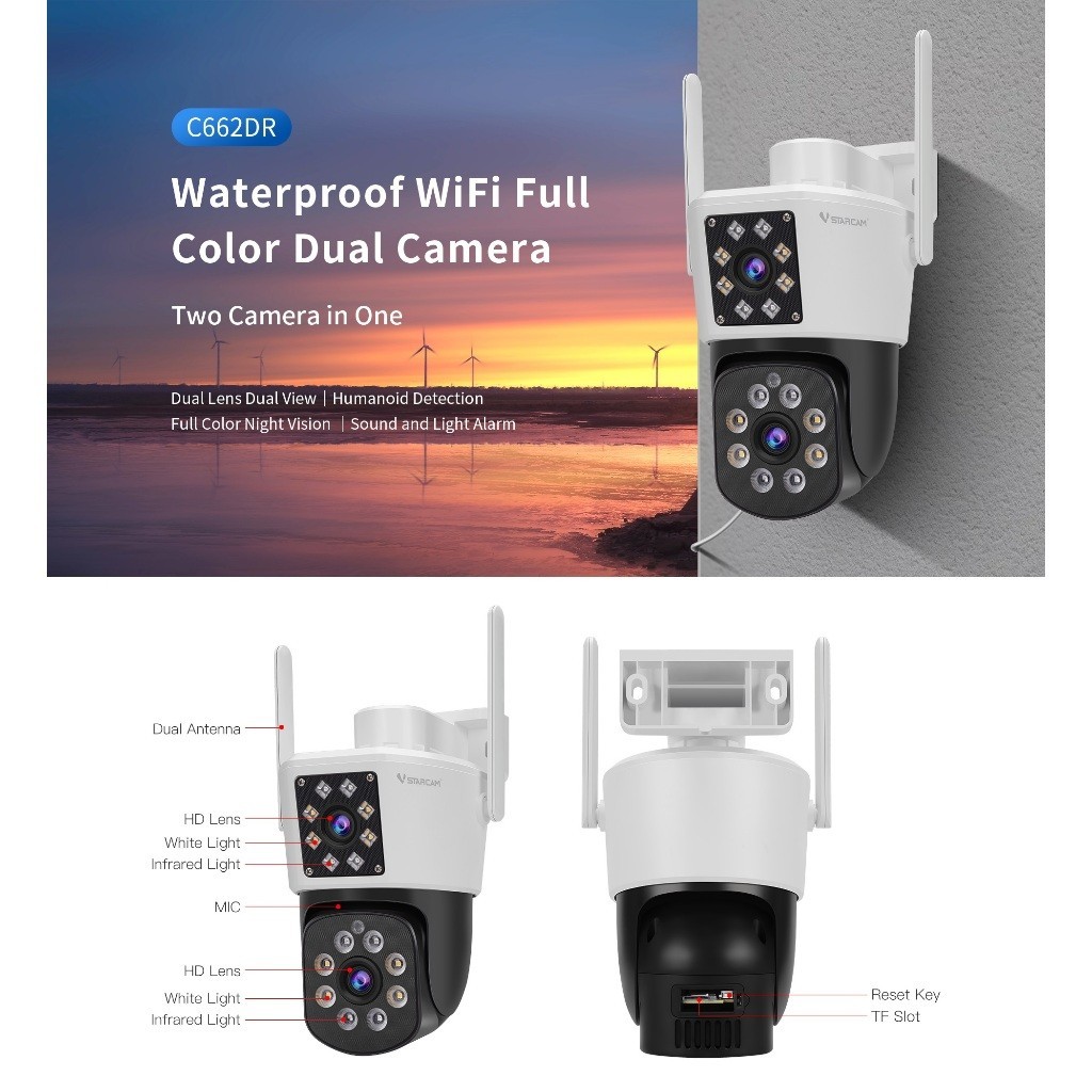 กันของหาย VSTARCAM C662DR FULL HD 1080p 2.0MegaPixel iP Camera WiFi กล้องวงจรปิดไร้สาย (เลนส์กล้องคู