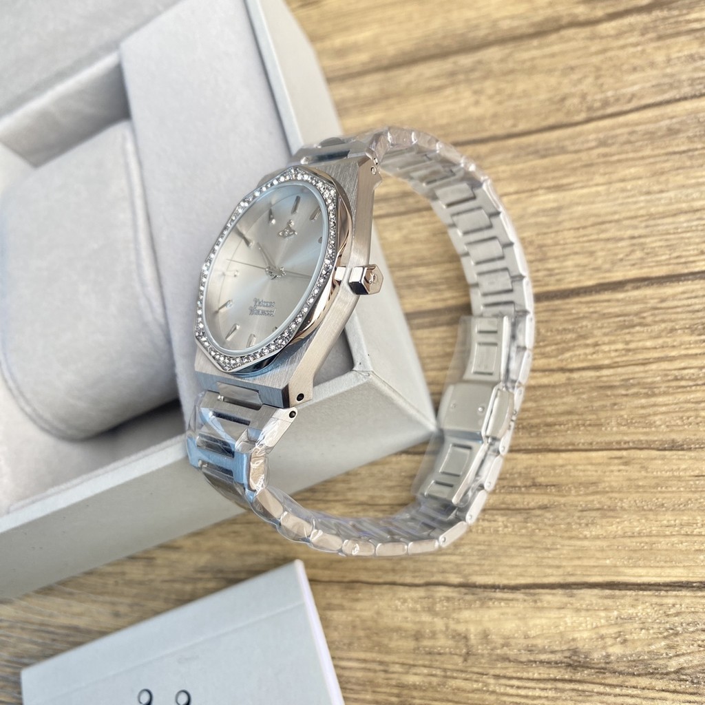Vivienne westwood White Moon Aperture Diamond Watch 34MM Box